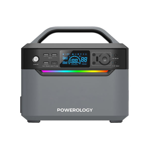 POWEROLOGY PORTABLE POWER GENERATOR 120000MAH FAST CHARGING 384WH 600W  -مولد طاقة محمول 120000 ملي امبير 600 واط مع شاشة رقمية من باورولوجي