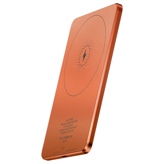Powerology 5000 mAh 15W PD Type-C Magsafe Ultra Slim Powerbank Orange - باوربنك سليم ماك سيف 5000 ملي امبير 15 واط من باورولوجي برتقالي