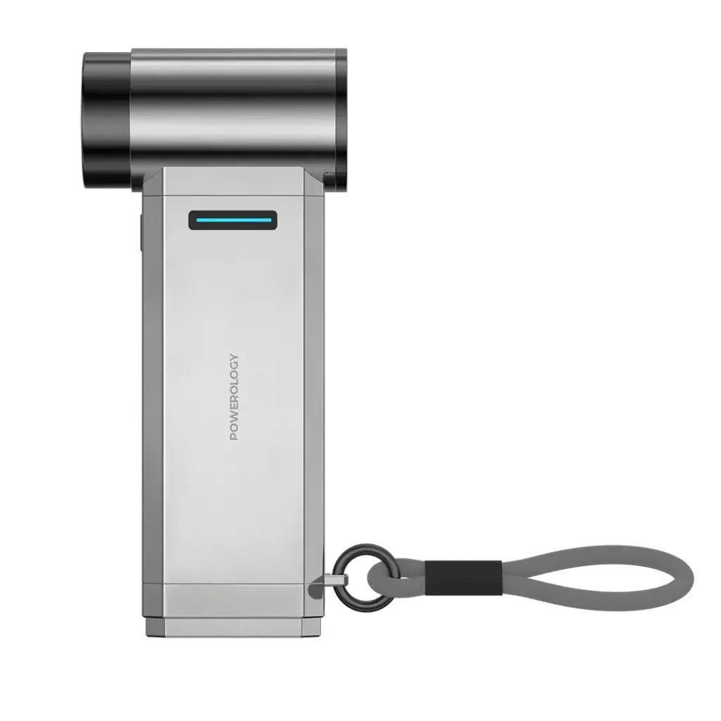 Powerology Turbo Blower 130000rpm Power Bank 4000mAh Silver - مروحة ومكنسة 130000 دورة في الدقيقة مع 4 مستويات للسرعة وباوربنك بسعة 4000 ملي امبير من باورولوجي فضي