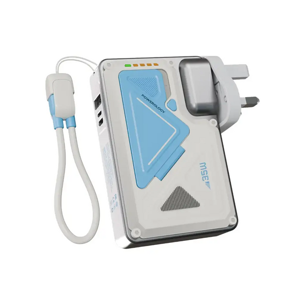 Powerology 10000mAh MagSafe Wireless Power Bank with Type-C & Lightning Cable Adapter - باوربانك 10000 ملي امبير مع شحن سلكي ولاسلكي وماك سيف من باورولوجي