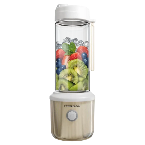 Powerology Portable Blender 450ml 2500mAh 6 Blades 126W White - خلاط محمول بسعة 450 مل 2500 ملي امبير 6 شفرات 126 واط من باورولوجي ابيض