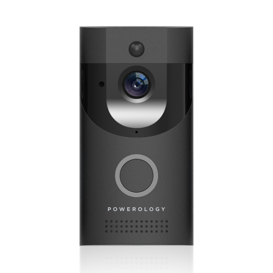 Powerology Smart Video Doorbell Black - جرس الباب الذكي مع كاميرا فيديو من باورولوجي