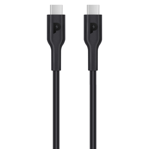 Powerology Type-C to Type-C Cable 1.2M PD 100W Black - كيبل تايب سي تايب سي 100 واط 1.2 متر من باورولوجي اسود