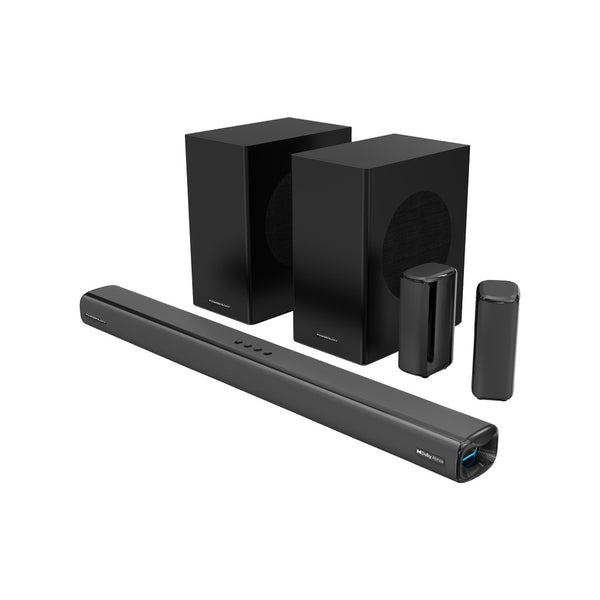 Powerology 5.2.4CH Home Theater Soundbar with Dolby Atmos, Wireless Subwoofer & Wireless - سبيكر سينمائي لاسلكي منزلي 615 واط مع مضخم صوت وسماعات من باورولوجي