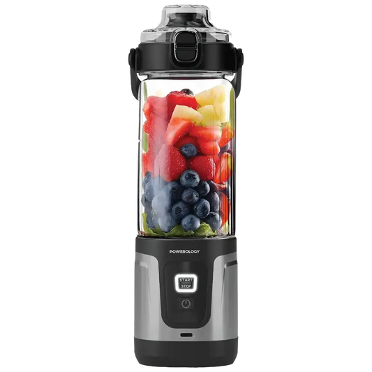 Powerology 120W Dual-blade Portable Blender With USB Type C +Led Light Black - خلاط شحن محمول بقوة 120 واط مع منفذ تايب سي واضاءة من باورولوجي اسود