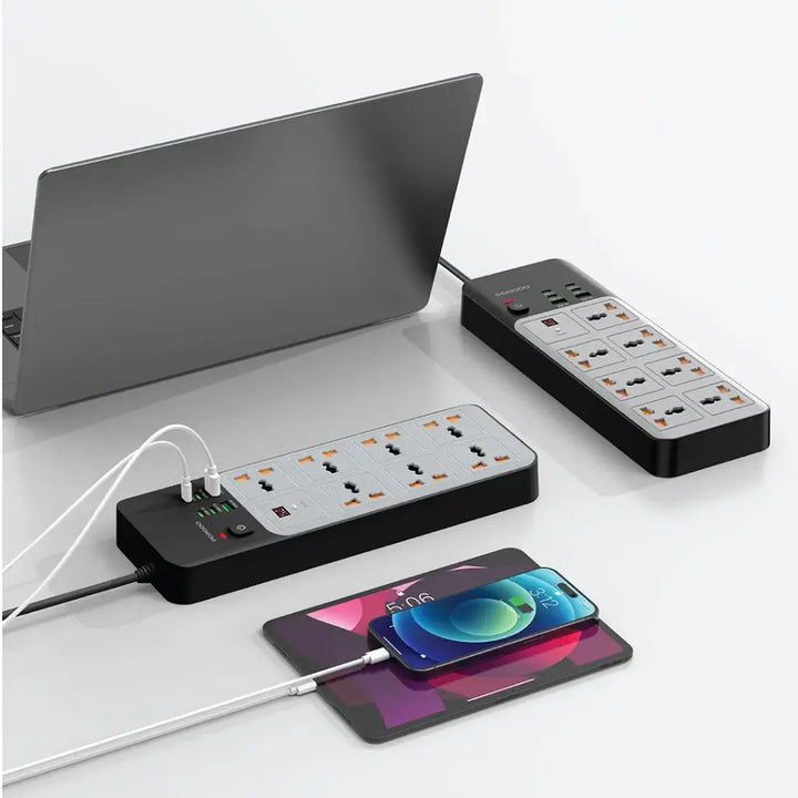 Porodo 7-1 Power Socket with Universal AC Output 4C 3M Length Grey ...
