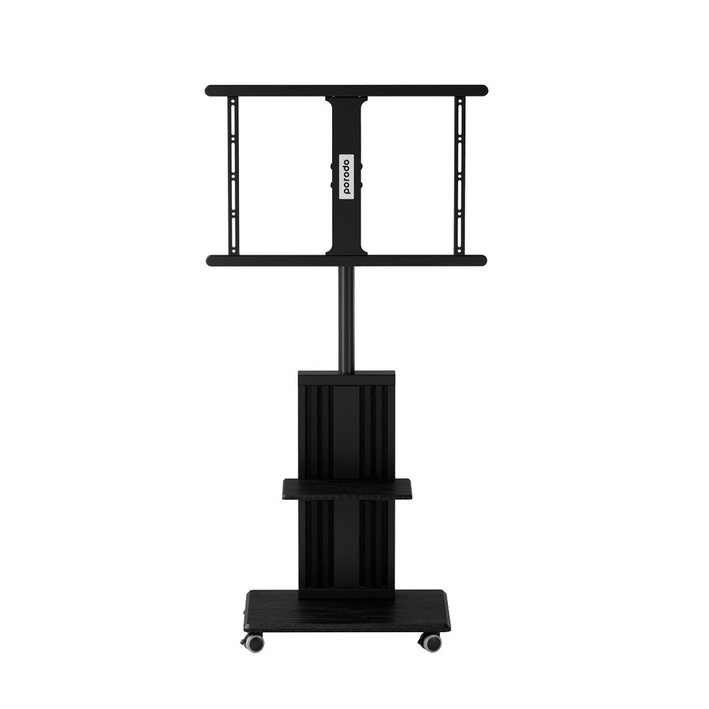 Porodo 32″-75″ TV Floor Stand With Wheels Black– ستاند تلفزيون ارضي بعجلات مقاس 32 بوصة - 75 بوصة من بورودو