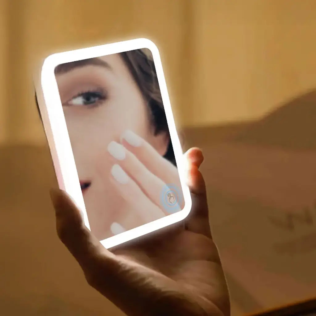 Porodo Magsafe Power Bank 5000mAh Mirror + Dynamic Light Modes Pink - باوربنك لاسلكي 5000 ملي امبير مع ماك سيف ومرايا واضاءات ديناميكية من بورودو وردي