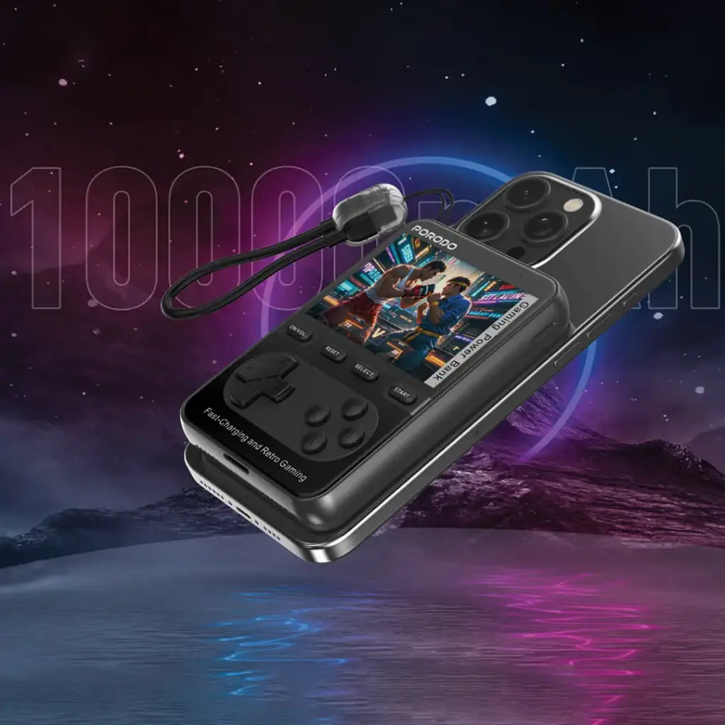 Porodo Gaming Arcadevolt 10000mAh MagSafe POWERBANK Black - باوربنك 10000 ملي امبير للالعاب ماك سيف من بورودو اسود