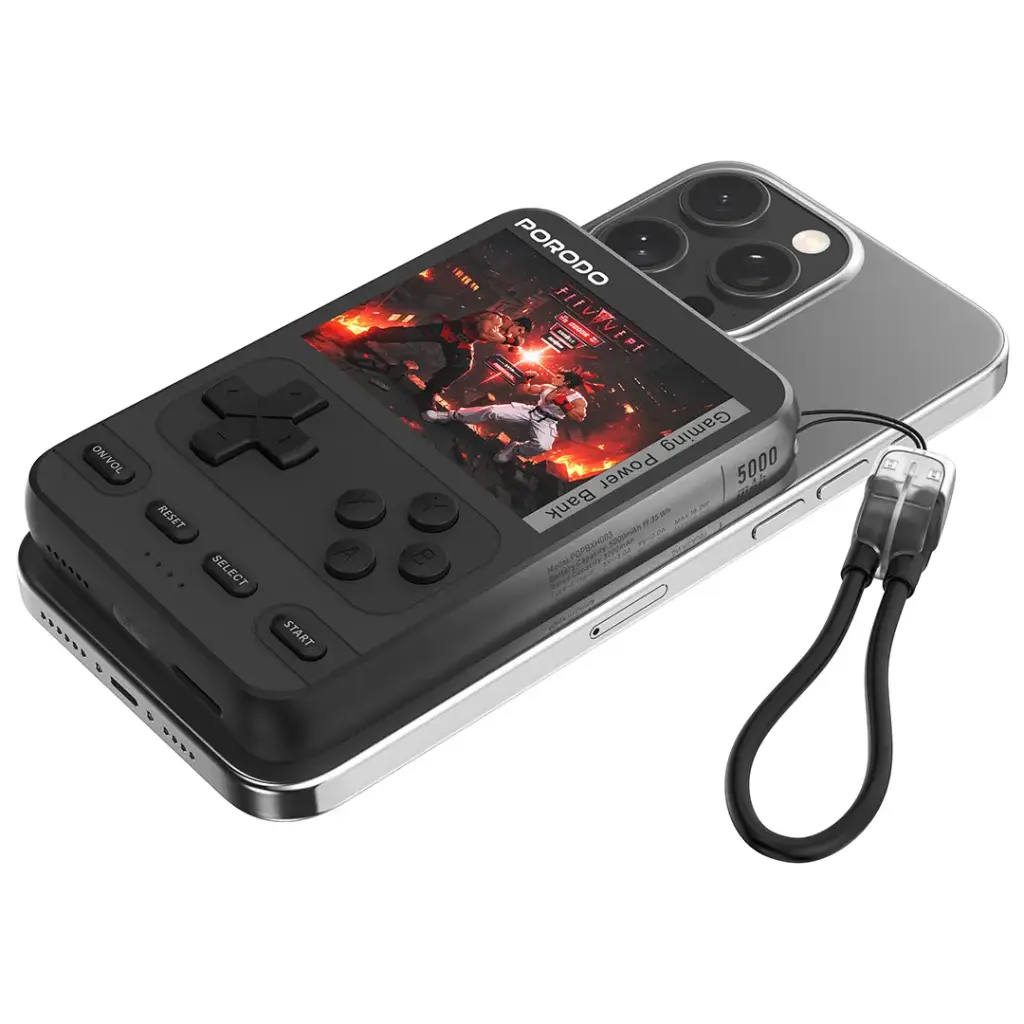 Porodo Gaming Arcadevolt 5000mAh MagSafe POWERBANK Black - باوربنك ماك سيف للالعاب 5000 ملي امبير من بورودو