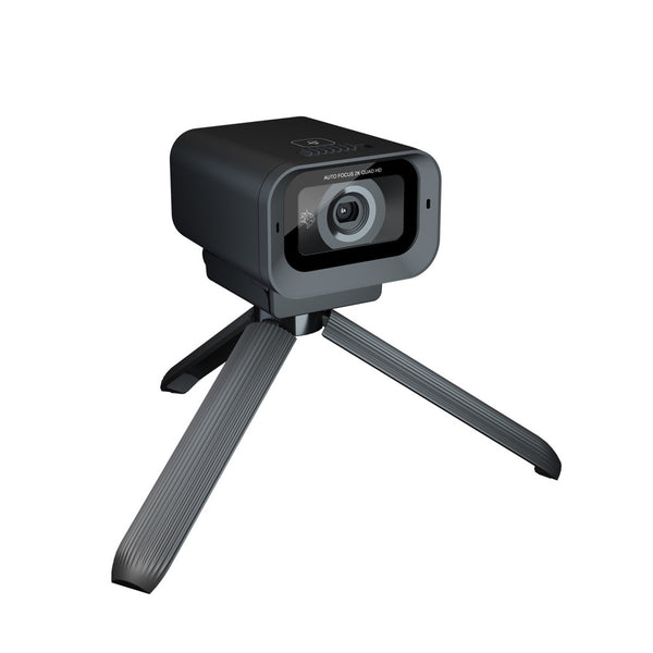 Porodo Gaming 2K 30fps Auto Focus Web Cam with in-built Mic and Tripod Black - كاميرا للالعاب مع تركيز تلقائي وميكروفون مدمج وحامل ثلاثي القوائم من بورودو