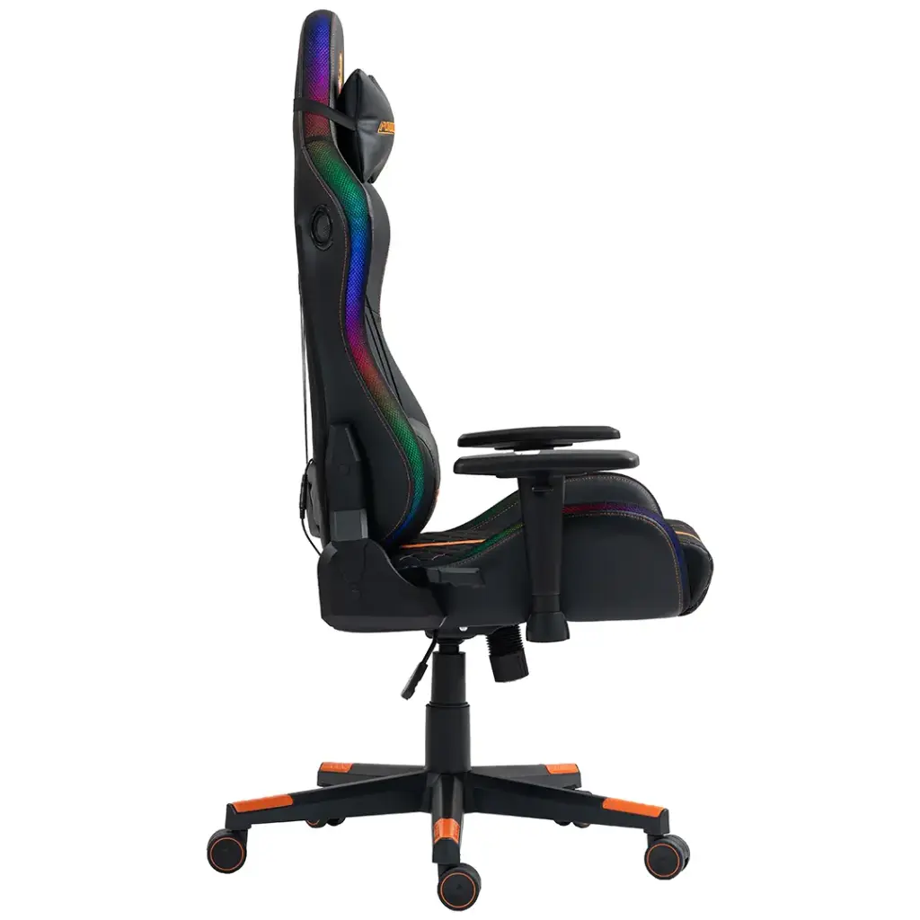 Porodo Gaming Ergonomic RGB Gaming Chair With Molded Foam Seat & 2D Armrest Black - كرسي الالعاب مزود بمقعد من الإسفنج المصبوب ومسند ذراع ثنائي الأبعاد و مكبرات صوت مدمجة من بورودو