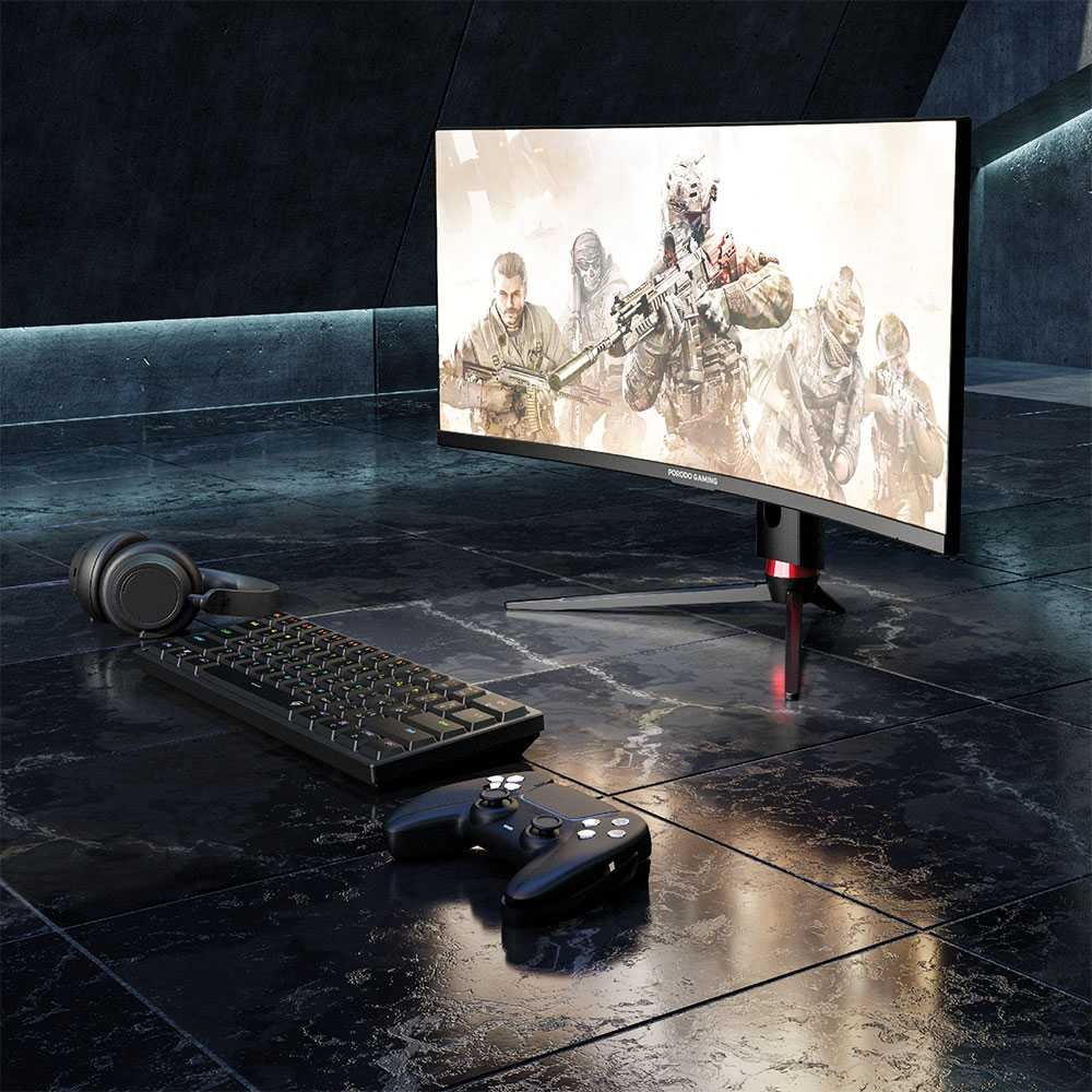 Porodo Gaming Ultra Wide Curved Gaming Monitor 34" 144Hz - Black- شاشة ألعاب من بورودو جيمينغ عريضة ومنحنية مقاس 34 إنش بمعدل تحديث 144 هرتز – أسود