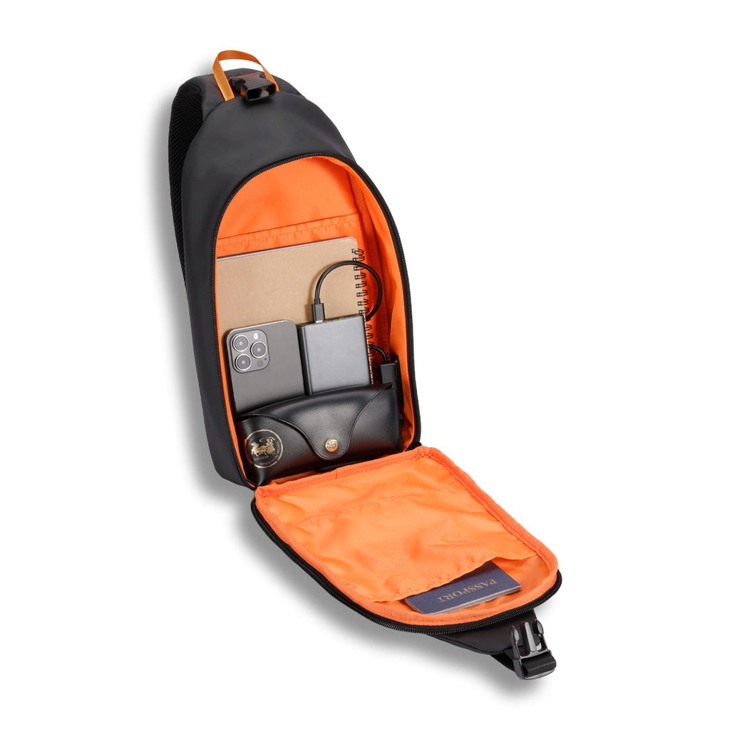 Porodo Gaming Water-Resistant PU Sling Bag With USB-C Port  - حقيبة ظهر رياضية ذات الحزام الواحد من بورودو