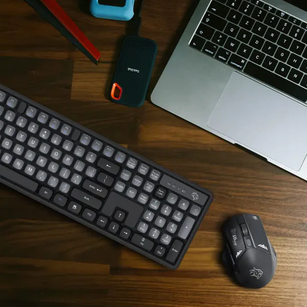 Porodo Gaming 2.4G and BT Keboard with Mouse DPI 1600 Grey/B - كيبورد وماوس لاسلكيين للالعاب من بورودو