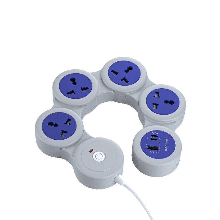 Porodo USB-A Type-C and 4 AC Multiport Socket with UK Plug 2500W PD 20W ...