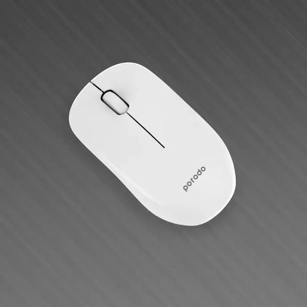 Porodo 2.4G Wireless and Bluetooth Rechargeable Mouse DPI 1200 White - ماوس بلوتوث و لاسلكي من بورودو