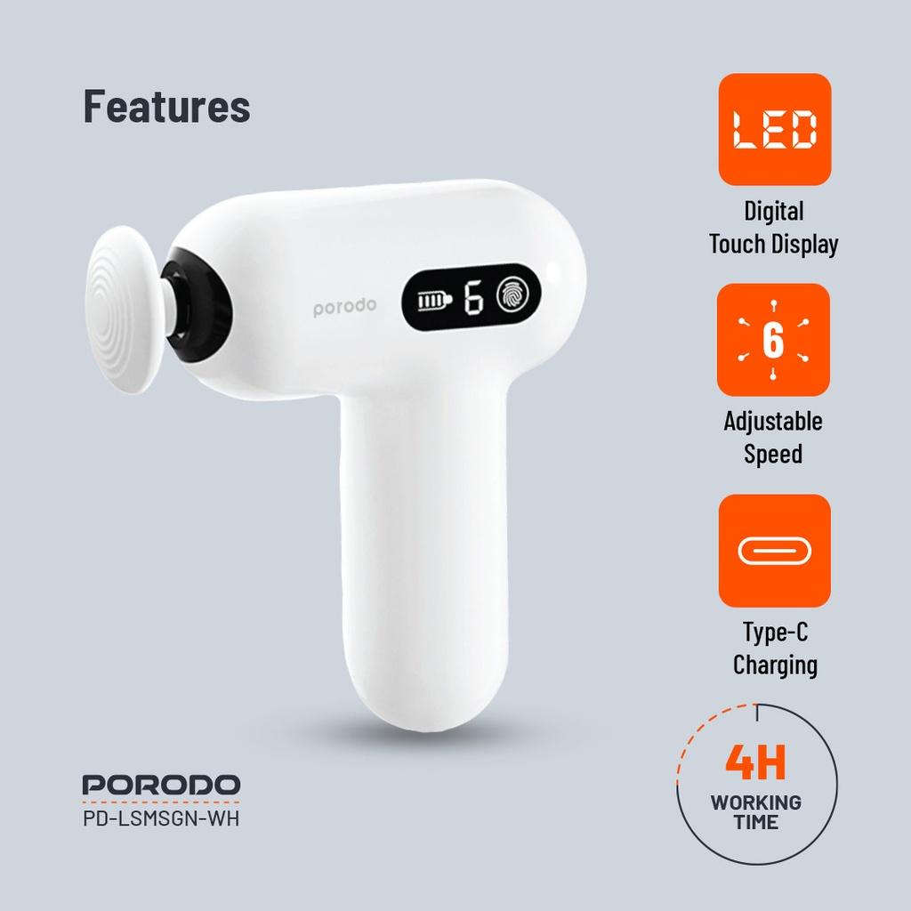 Porodo Lifestyle Mini Massage Gun with 4 Head  - جهاز مساج صغير 15 واط من بورودو