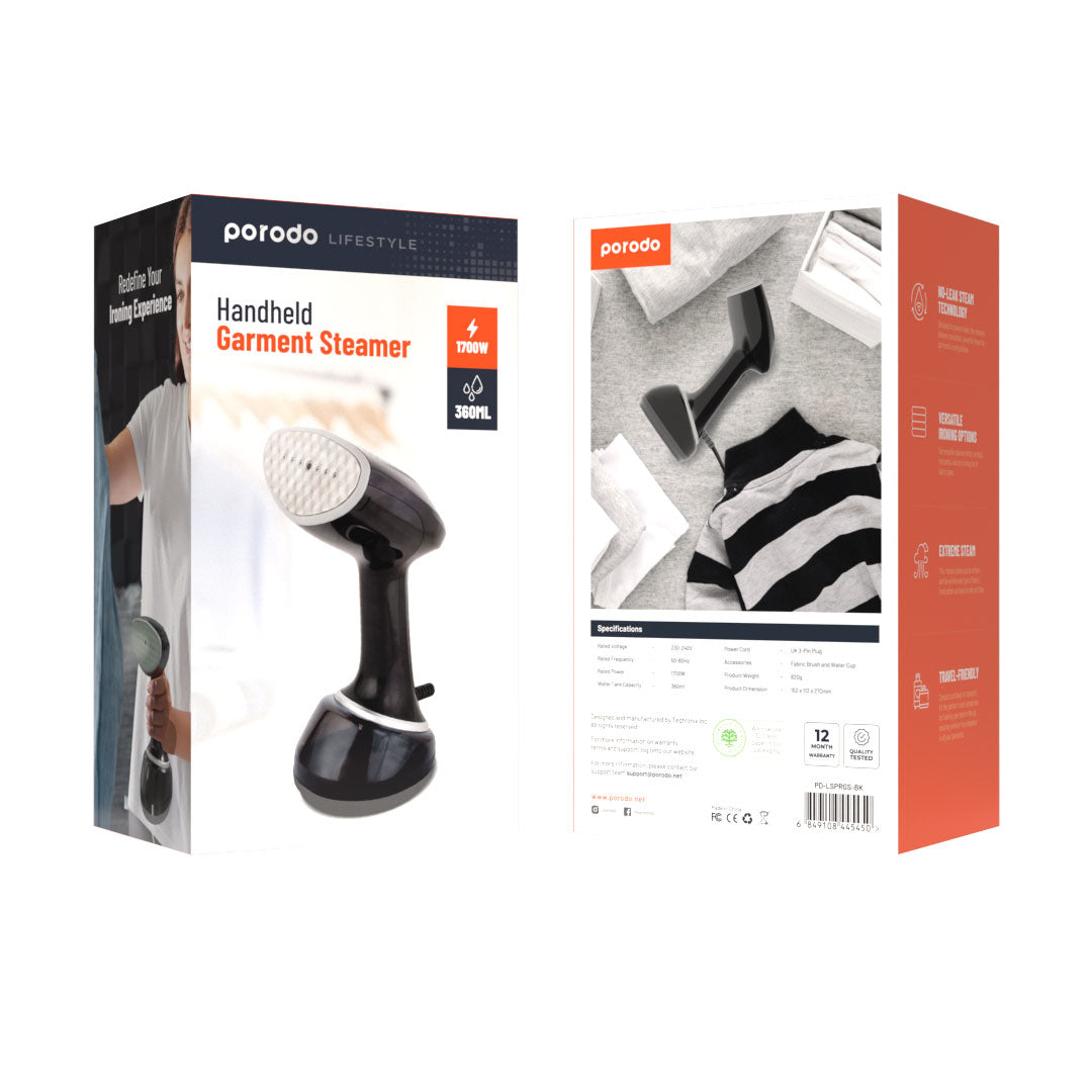Porodo Lifestyle Portable Garment Steamer 1700W - مكوى بخارية محمولة 1700 واط من بورودو