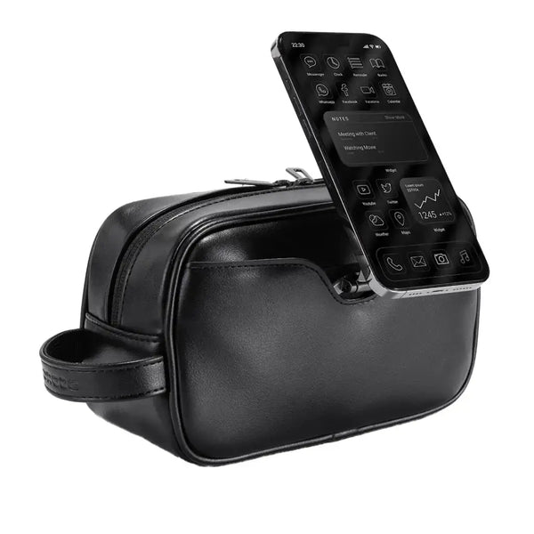 Porodo Lifestyle MagSafe Travel Organizer Pouch With Phone Holder Black - حقيبة يد محمولة مع ستاند ماك سيف من بورودو اسود