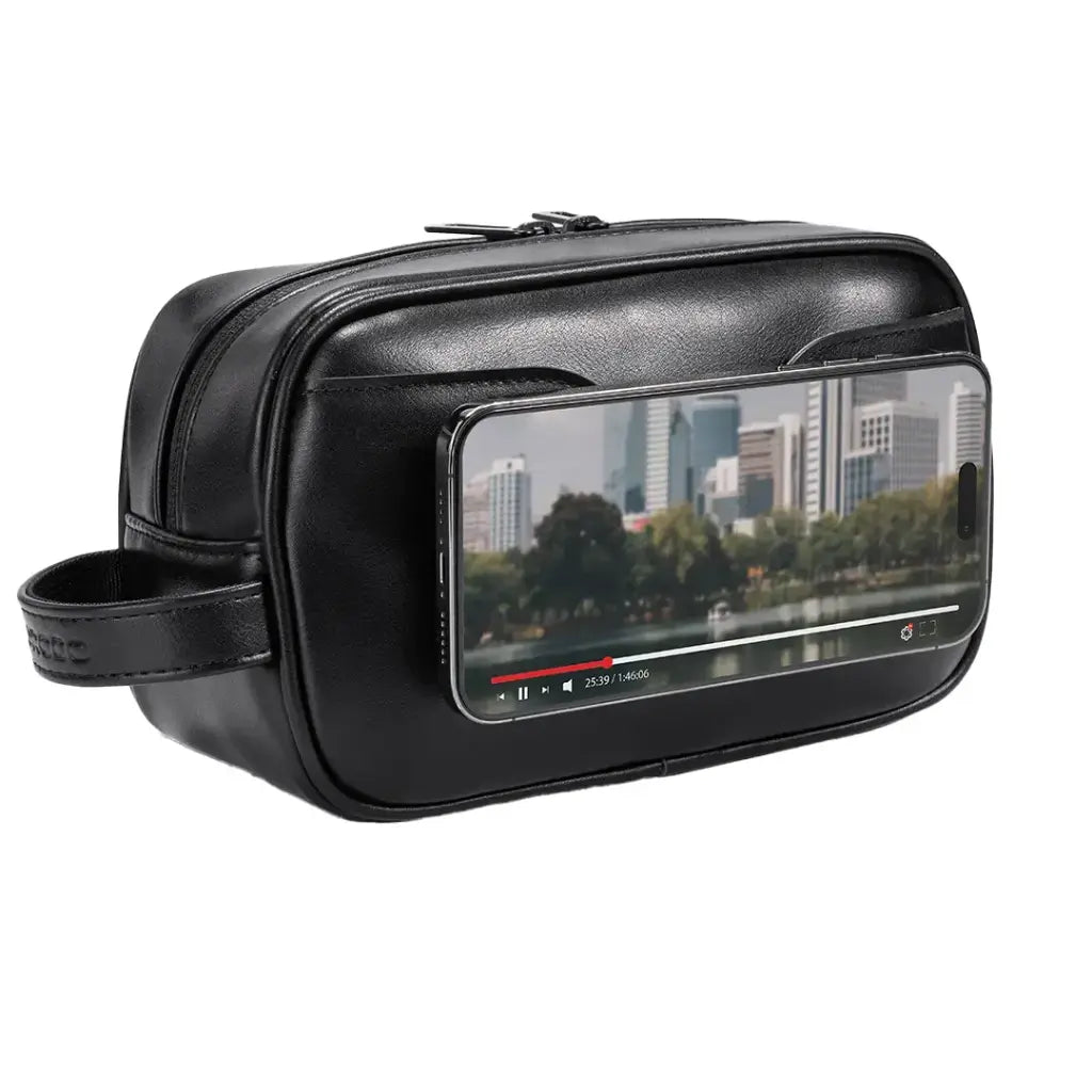 Porodo Lifestyle MagSafe Travel Organizer Pouch With Phone Holder Black - حقيبة يد محمولة مع ستاند ماك سيف من بورودو اسود