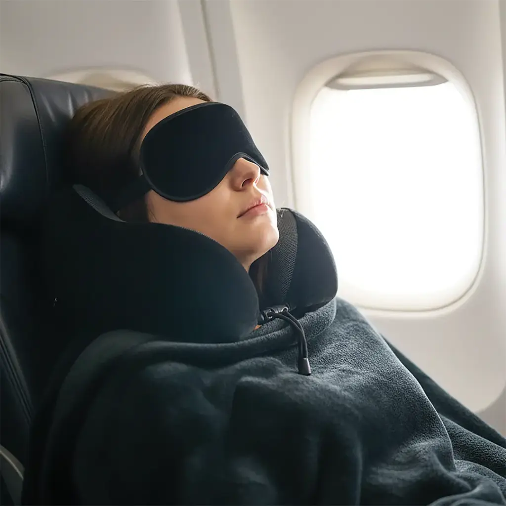 Porodo Lifestyle Travel Comfort Duo 2 in1 Travel Pillow and Blanket Kit Black - طقم وسادة وبطانية سفر من بورودو لون اسود