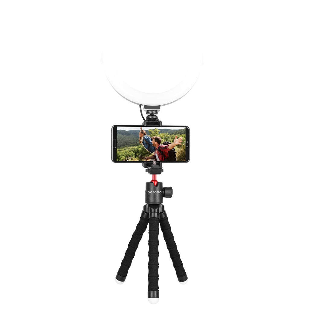 Porodo Table Tripod with Phone Holder Black - ستاند تصوير ثلاثي القوائم للطاولة من بورودو