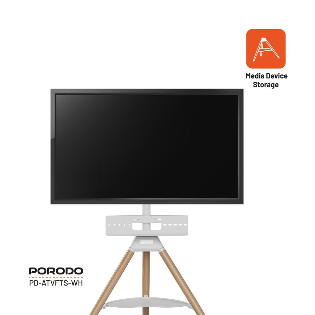 Porodo 32"-65" Artistic TV Floor Tripod Stand -ستاند تلفزيون ثلاثي القوائم مقاس 32 بوصة - 65 بوصة من بورودو