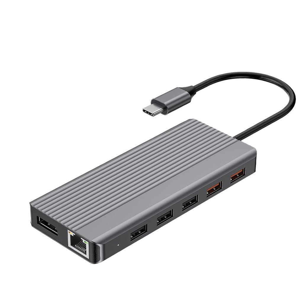 Powerology 12in1 USB-C Hub HDMI Type-C 100W PD Ethernet VGA USB SD MicroSD 3.5AUX - توصالة تايب سي 12 في 1 من باورولوجي