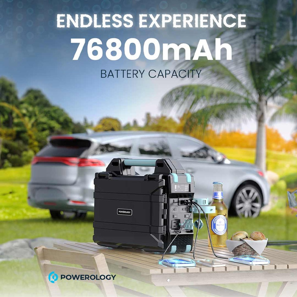 Powerology Portable Solar Power Generator 284Wh 300W QC 76800MAH -  مولد طاقة شمسية محمول 76800 ملي امبير 300 واط من باورولوجي