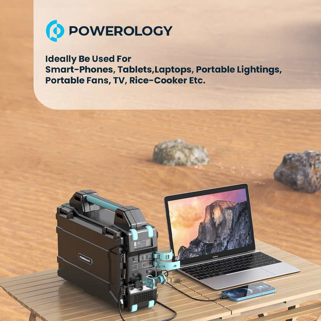 Powerology Portable Solar Power Generator 284Wh 300W QC 76800MAH -  مولد طاقة شمسية محمول 76800 ملي امبير 300 واط من باورولوجي