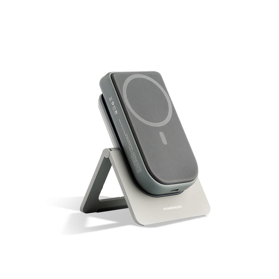 Powerology 10000mah Magsafe Combo Powerbank+charging Stand 20w - باوربنك ماك سيف 10000 ملي امبير مع قاعدة شحن 20 واط من باورولوجي