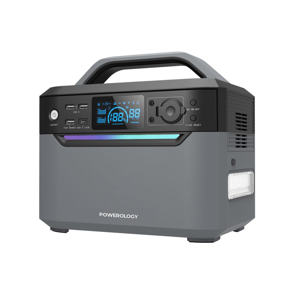 POWEROLOGY PORTABLE POWER GENERATOR 120000MAH FAST CHARGING 384WH 600W  -مولد طاقة محمول 120000 ملي امبير 600 واط مع شاشة رقمية من باورولوجي