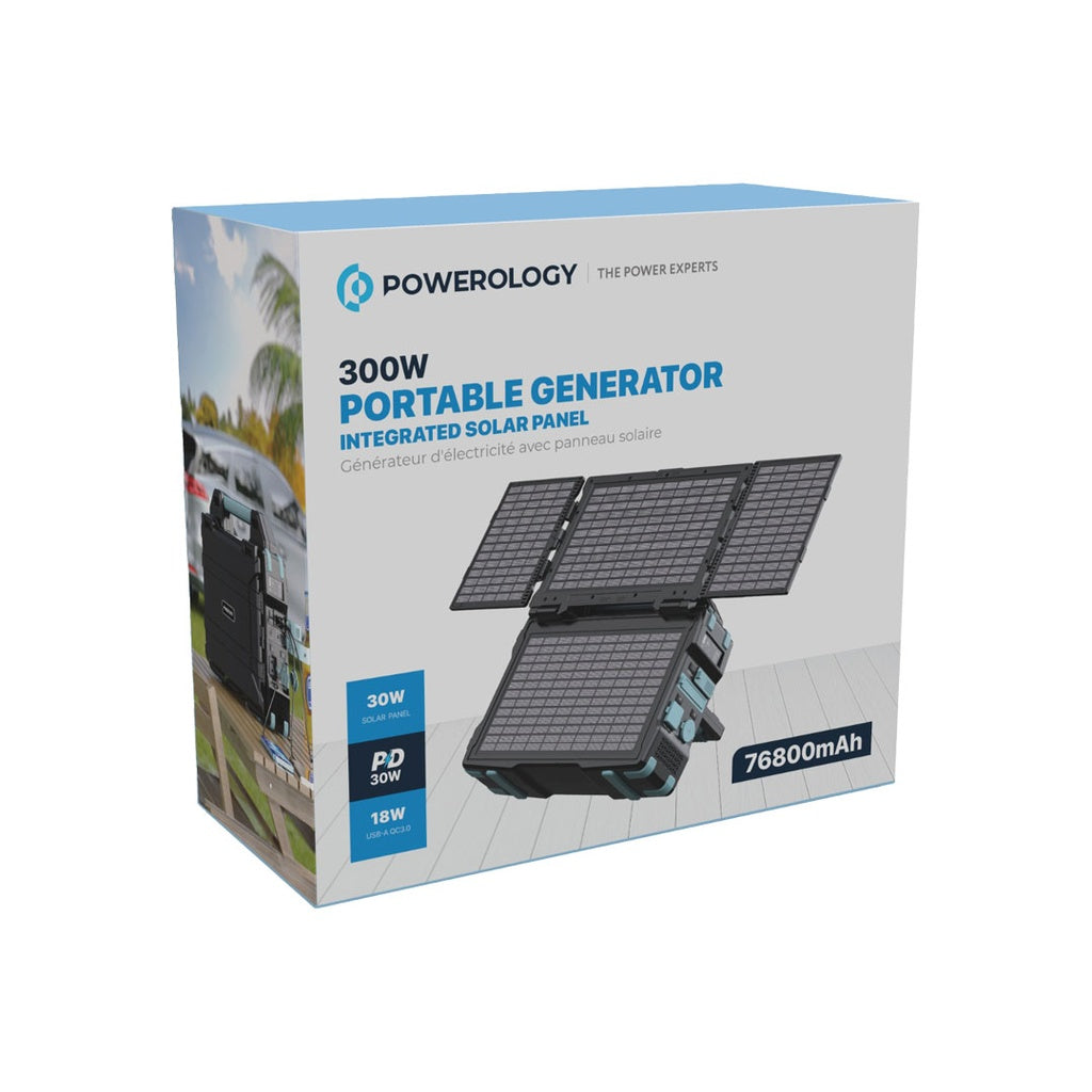 Powerology Portable Solar Power Generator 284Wh 300W QC 76800MAH -  مولد طاقة شمسية محمول 76800 ملي امبير 300 واط من باورولوجي