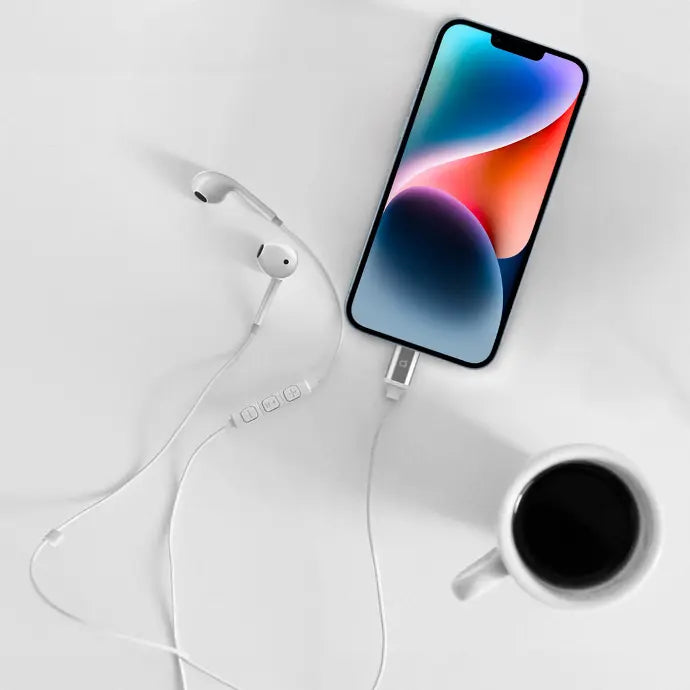 Powerology MFi Stereo Lightning Wired Earphones White- سماعات أذن باورولوجي ستيريو سلكية بمنفذ لايتننغ معتمدة MFi – لون أبيض