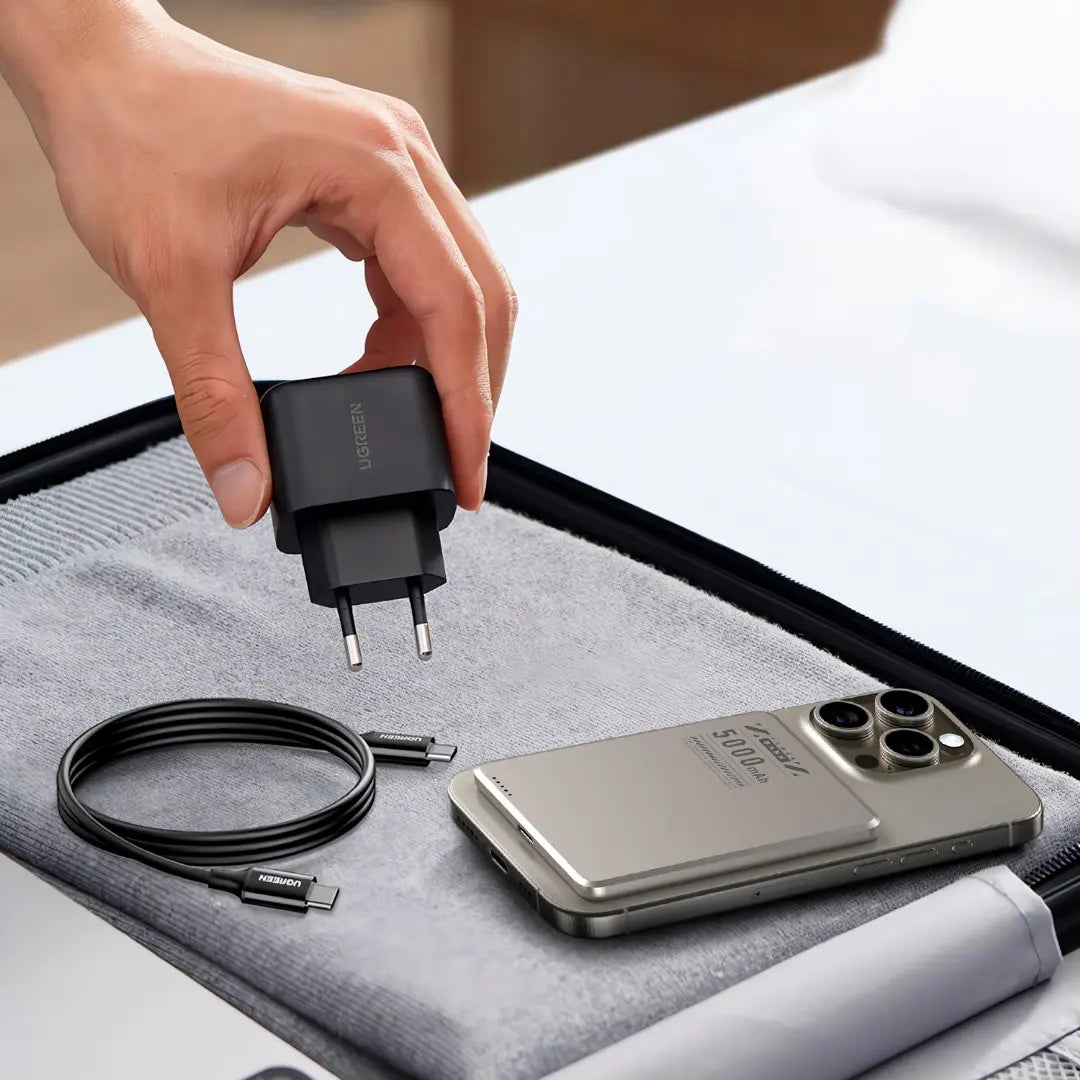 Powerology 5000 mAh 15W PD Type-C Magsafe Ultra Slim Powerbank Titanium - باوربنك سليم ماك سيف 5000 ملي امبير 15 واط من باورولوجي تيتانيوم الطبيعي