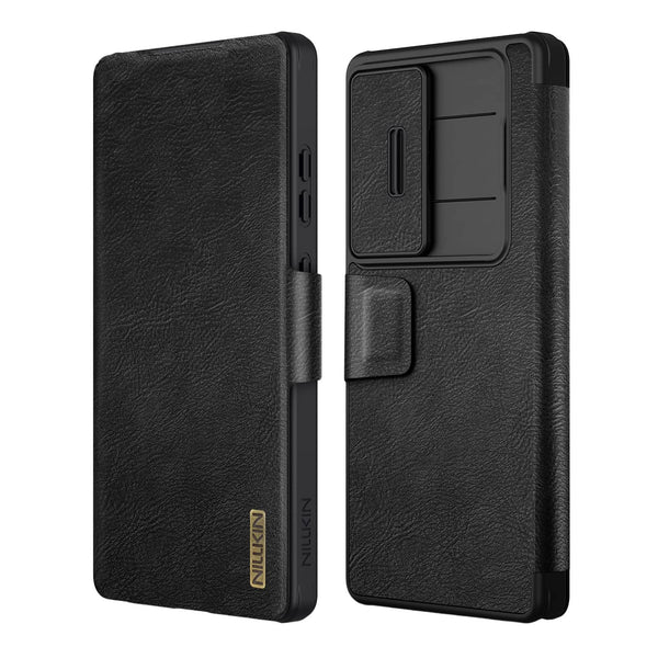 Nillkin Qin Pro Leather Case for Samsung Galaxy S25 Ultra Black - كفر دفتري جلد للسامسونج اس 25 الترا من نيلكين اسود