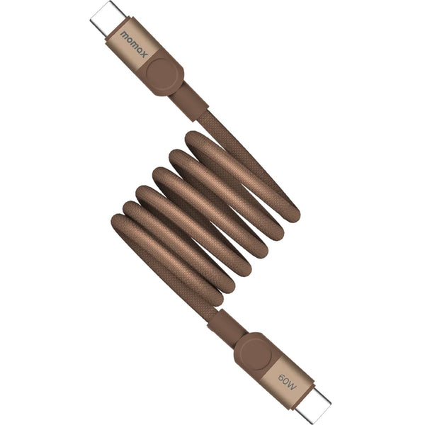 Momax Mag Link 60W USB-C to USB-C Magnetic Cable 1m  Gold - كيبل مغناطيسي تايب سي تايب سي 60 واط من موماكس ذهبي