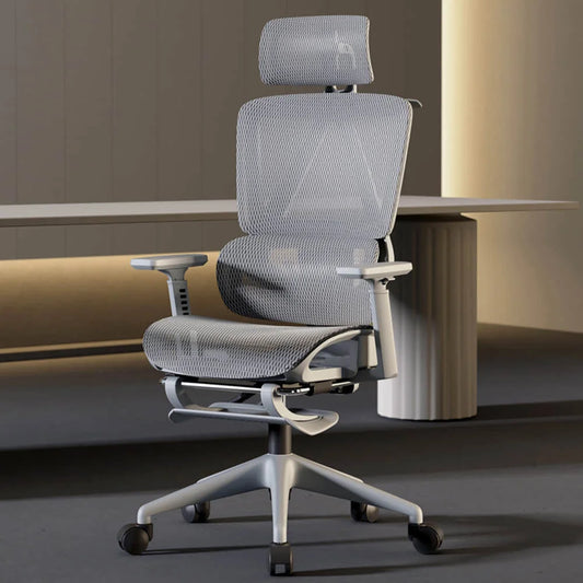 HIGH QUALITY GRAY FRAME OFFICE MESH SEAT CHAIR - كرسي مكتب بتصميم مريح ودعم ذكي للفقرات القطنية