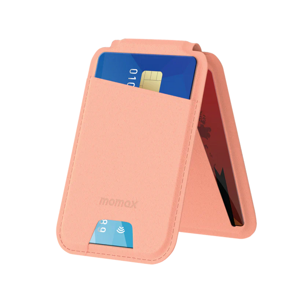 MOMAX STAND CARD HOLDER 1-WALLET SNAP GO PINK - محفظة بطاقات وستاند مغناطيسي محمول من موماكس وردي