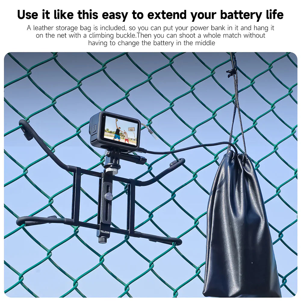 TELESIN Adjustable Universal Fence Mount for Action Cameras/ Phones - ستاند للكاميرات والهواتف الذكية على الاسوار قابل للتعديل من تيليسن