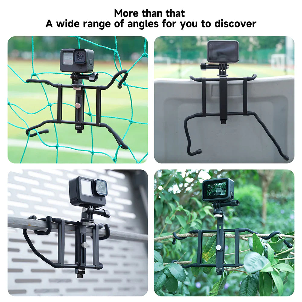TELESIN Adjustable Universal Fence Mount for Action Cameras/ Phones - ستاند للكاميرات والهواتف الذكية على الاسوار قابل للتعديل من تيليسن