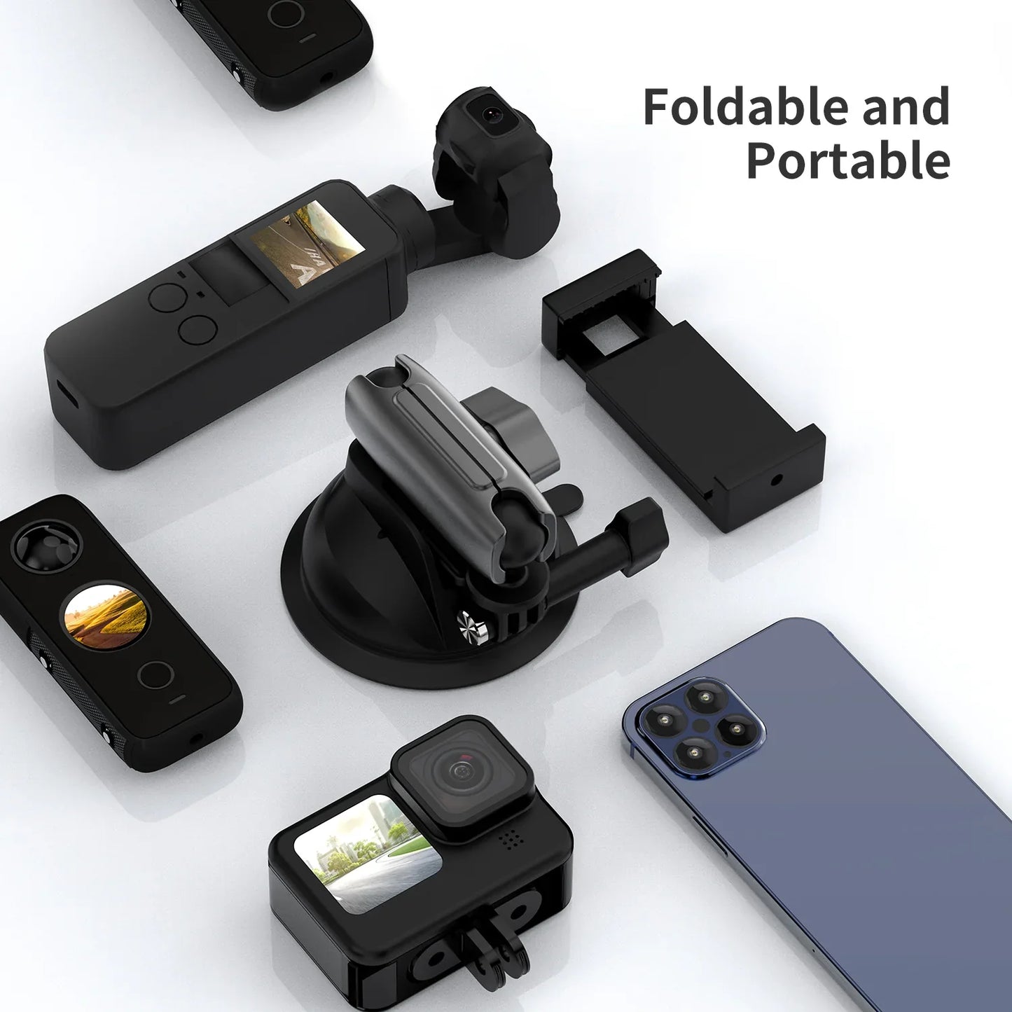 TELESIN Aluminum Alloy Camera Suction Cup Mount - ستاند للكاميرا والهاتف بالشفط المغناطيسي من تيليسن