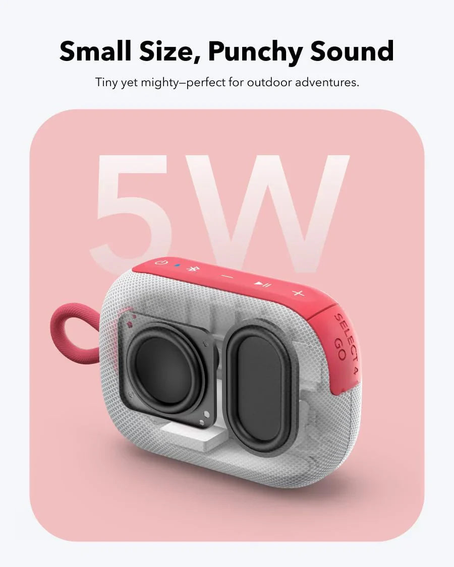 Anker Soundcore Select 4 Go Bluetooth Speaker White & Red  - سبيكر لاسلكي محمول 5 واط من انكر ابيض واحمر