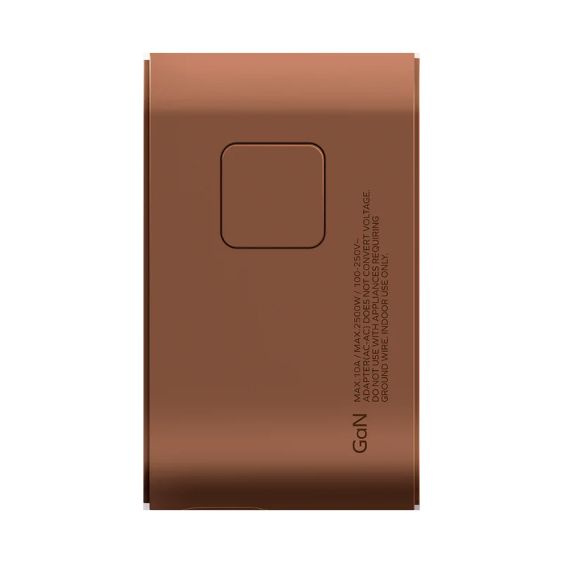 Momax World+ 70W GaN 3-Port w /Built-in USB-C Cable + AC Travel Adaptorr Gold - شاحن عالمي للسفر 70 واط مع كيبل تايب سي مدمج من موماكس ذهبي