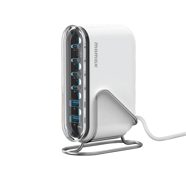 Momax 1-Charge Flow+ 6-Port GaN Charger 120W UM55UKW - محطة شحن متعددة المنافذ 120 واط من موماكس