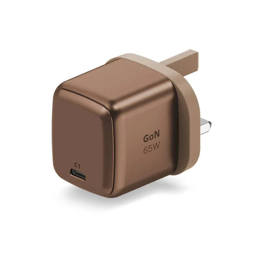 Momax Charge &Port GaN 65W charger (UK) (Gold)[1 port / USB-C] - شاحن 65 واط من موماكس