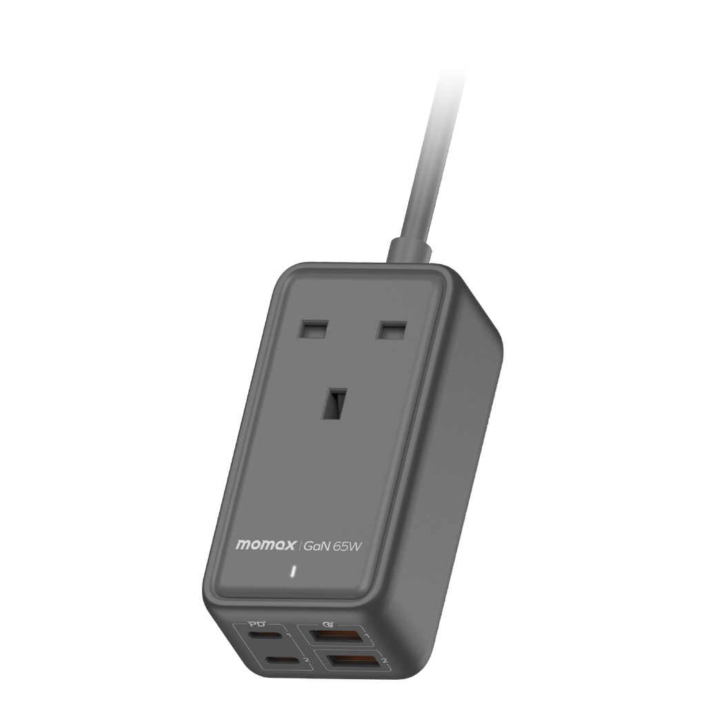 MOMAX ONE PLUG 65W GAN EXTENSION CORD US15 - سيار كهربائي مع منافذ للشحن بقوة 65 واط من موماكس