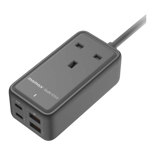 MOMAX ONE PLUG 65W GAN EXTENSION CORD US15 - سيار كهربائي مع منافذ للشحن بقوة 65 واط من موماكس