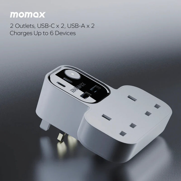 Momax Charge Work Flow T-shaped Extention 2 Socket with USB White ...